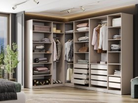 Гардеробная Эккервуд (меланж) в Быструхе - bystruha.mebel-nsk.ru | фото