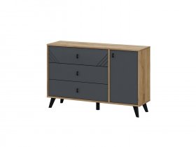 Комод 3ящ. и 1ств. Байкал (дуб крафт золотой/графит) в Быструхе - bystruha.mebel-nsk.ru | фото