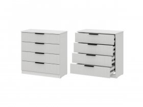 Комод 4 ящика (МДФ) Эккервуд (белый) в Быструхе - bystruha.mebel-nsk.ru | фото