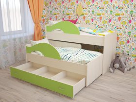 Кровать детская двухуровневая Радуга 80*160 в Быструхе - bystruha.mebel-nsk.ru | фото