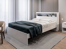 Кровать двуспальная 1,6м Бруклин СБ-3356 (белый) в Быструхе - bystruha.mebel-nsk.ru | фото