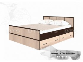 Кровать двуспальная с ящиками 1,4м Сакура (BTS) в Быструхе - bystruha.mebel-nsk.ru | фото
