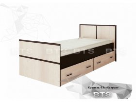 Кровать односпальная с ящиками 0,9м Сакура (BTS) в Быструхе - bystruha.mebel-nsk.ru | фото