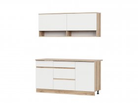 Кухонный гарнитур 1,6м Брауни (дуб делано/белый) в Быструхе - bystruha.mebel-nsk.ru | фото