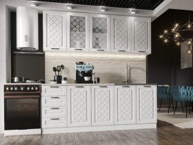 Кухонный гарнитур Агава 2,0 м (акация белая) в Быструхе - bystruha.mebel-nsk.ru | фото