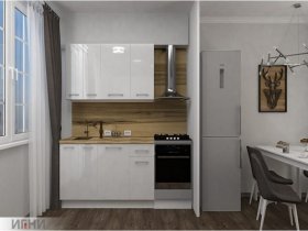 Кухонный гарнитур МДФ Выгодно и точка 1,5 м (белый глянец) в Быструхе - bystruha.mebel-nsk.ru | фото