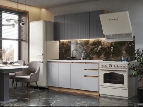 Кухонный гарнитур Ника 1,6 м (графит/серый софт) в Быструхе - bystruha.mebel-nsk.ru | фото