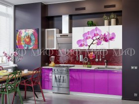 Кухонный гарнитур Орхидея (фиолетовый) в Быструхе - bystruha.mebel-nsk.ru | фото