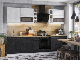 Модульная кухня Бруклин (белый/черный бетон) в Быструхе - bystruha.mebel-nsk.ru | фото