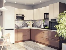 Модульная кухня Классика (ваниль/шоколад) в Быструхе - bystruha.mebel-nsk.ru | фото