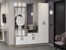Модульная прихожая Вега (дуб крафт серый/белый) в Быструхе - bystruha.mebel-nsk.ru | фото