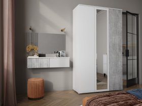 Модульная спальня Ливерпуль (белый/бетон светлый) в Быструхе - bystruha.mebel-nsk.ru | фото