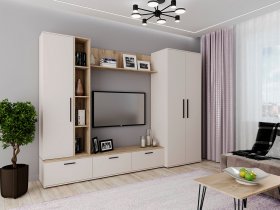 Модульная стенка Верона (сатин/дуб крафт серый) в Быструхе - bystruha.mebel-nsk.ru | фото