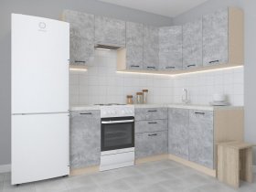 Модульная угловая кухня 1,4м*2,1м Лада (цемент) в Быструхе - bystruha.mebel-nsk.ru | фото