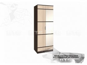 Шкаф двухстворчатый с зеркалом платяной-бельевой Сакура (BTS) в Быструхе - bystruha.mebel-nsk.ru | фото