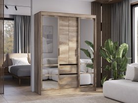 Шкаф-купе ШКК-06 Энигма (венге/дуб каньон) в Быструхе - bystruha.mebel-nsk.ru | фото