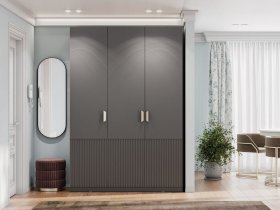 Шкаф трехстворчатый Эккервуд (Нью) (графит) в Быструхе - bystruha.mebel-nsk.ru | фото