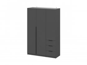 Шкаф трехстворчатый с ящиками ШК-22 (графит) в Быструхе - bystruha.mebel-nsk.ru | фото