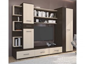 Стенка Верона (дуб венге/дуб молочный) в Быструхе - bystruha.mebel-nsk.ru | фото