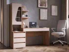 Стол компьютерный Пифагор (дуб вотан/кашемир) в Быструхе - bystruha.mebel-nsk.ru | фото