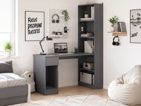 Стол письменный угловой «Лайт» 10.01 (темно-серый) в Быструхе - bystruha.mebel-nsk.ru | фото