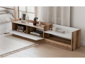 Тумба под ТВ Брауни (дуб делано/белый) в Быструхе - bystruha.mebel-nsk.ru | фото