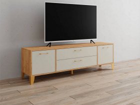 Тумба под ТВ Парус-13 (дуб крафт золотой/кашемир) в Быструхе - bystruha.mebel-nsk.ru | фото